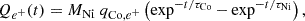 $$ \begin{aligned} Q_{e^+}(t) = M_{\rm Ni} ~ q_{\mathrm{Co},e^+} \left( \exp ^{-t/\tau _{\rm Co}} - \exp ^{-t/\tau _{\rm Ni}} \right), \end{aligned} $$