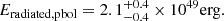 $$ \begin{aligned} E_{\rm radiated,pbol} = 2.1_{-0.4}^{+0.4} \times 10^{49} \mathrm{erg}. \end{aligned} $$