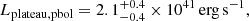 $$ \begin{aligned} L_{\rm plateau,pbol} = 2.1_{-0.4}^{+0.4} \times 10^{41}\,\mathrm{erg}\,\mathrm{s}^{-1}, \end{aligned} $$