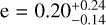 ${\rm{e}} = 0.20_{ - 0.14}^{ + 0.24}$
