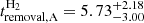 $ t^{\mathrm{H}_2}_{\mathrm{removal, A}} = 5.73^{+2.18}_{-3.00} $
