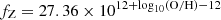 $ f_{\mathrm{Z}}=27.36 \times 10^{12+\mathrm{log}_{10}(\mathrm{O/H})-12} $