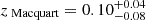 $ z_{\text{ Macquart}} = 0.10^{+0.04}_{-0.08} $