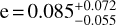 ${\rm{e}} = 0.085_{ - 0.055}^{ + 0.072}$