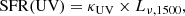 $$ \begin{aligned} \mathrm{SFR(UV)} = \kappa _{\rm UV} \times L_{\nu ,1500}, \end{aligned} $$
