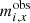 $ m^{\mathrm{obs}}_{i,x} $