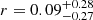 $ r = 0.09_{-0.27}^{+0.28} $