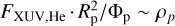 ${F_{{\rm{XUV}},{\rm{He}}}} \cdot R_{\rm{p}}^2/{\Phi _{\rm{p}}}\~{\rho _p}$