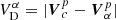 $ V^{\alpha}_{\mathrm{D}} = \vert{\boldsymbol{V}^{p}_{c}} - {\boldsymbol{V}^{p}_{\alpha}}\vert $