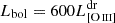 $ L_{\mathrm{bol}} = 600 L_{[\mathrm{O}\,\textsc{iii}]}^{\mathrm{dr}} $