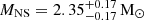 $ M_{\mathrm{NS}} = 2.35^{+0.17}_{-0.17}\,\mathrm{M}_\odot $