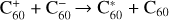 ${\rm{C}}_{60}^ + + {\rm{C}}_{60}^ - \to C_{60}^* + {C_{60}}$