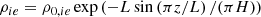 $$ \begin{aligned}&\rho _{ie} = \rho _{0,ie} \exp \left(-L\sin \left(\pi z/L\right)/(\pi H)\right)\end{aligned} $$