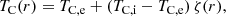 $$ \begin{aligned}&T_{\rm C}(r) = T_{\rm C,e} + (T_{\rm C,i} - T_{\rm C,e})\, \zeta (r),\end{aligned} $$
