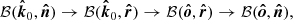 $$ \begin{aligned} \mathcal{B} (\boldsymbol{\hat{k}}_0, \boldsymbol{\hat{n}}) \rightarrow \mathcal{B} (\boldsymbol{\hat{k}}_0, \boldsymbol{\hat{r}}) \rightarrow \mathcal{B} (\boldsymbol{\hat{o}}, \boldsymbol{\hat{r}}) \rightarrow \mathcal{B} (\boldsymbol{\hat{o}}, \boldsymbol{\hat{n}}), \end{aligned} $$