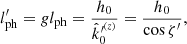 $$ \begin{aligned} l_{\rm ph}^{\prime }=g l_{\rm ph} = \frac{h_0}{\hat{k}^{{\prime }^{(z)}}_0} = \frac{h_0}{\cos \zeta ^{\prime }}, \end{aligned} $$