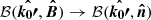 $ \mathcal{B}(\boldsymbol{\hat{k_0\prime}}, \boldsymbol{\hat{B}})\rightarrow \mathcal{B}(\boldsymbol{\hat{k_0\prime}}, \boldsymbol{\hat{n}}) $
