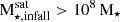 $ \mathrm{M}_{\star, \mathrm{infall}}^{\mathrm{sat}} > 10^8\,\mathrm{M}_{\star} $