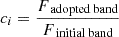$ c_{i}=\frac{F_{\text{ adopted band}}}{F_{\text{ initial band}}} $