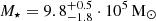 $ M_\star=9.8^{+0.5}_{-1.8}\cdot10^5\,\rm M_\odot $