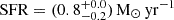 $ \rm SFR=(0.8^{+0.0}_{-0.2})\,M_\odot\,yr^{-1} $