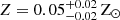 $ Z=0.05^{+0.02}_{-0.02}\,\rm Z_\odot $