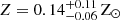 $ Z=0.14^{+0.11}_{-0.06}\,\mathrm{Z}_\odot $