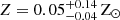 $ Z=0.05^{+0.14}_{-0.04}\,\mathrm{Z}_\odot $