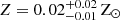 $ Z=0.02^{+0.02}_{-0.01}\,\mathrm{Z}_\odot $