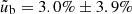 $ \tilde{u}_{\mathrm{b}} = 3.0\%\pm3.9\% $