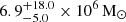 $ 6. 9^{+18.0}_{-5.0}\times10^{6}\,\mathrm{M}_{\odot} $