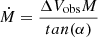 $ \dot{M}= \frac{\Delta{V_{\mathrm{obs}}}M}{tan(\alpha)} $