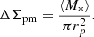 $$ \begin{aligned} \Delta \Sigma _{\rm pm} = \frac{\langle M_* \rangle }{\pi r_p^2} . \end{aligned} $$