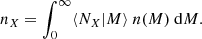 $$ \begin{aligned} n_X = \int _0^{\infty } \langle N_X | M \rangle \ n(M) \ \mathrm{d} M . \end{aligned} $$
