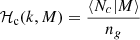 $$ \begin{aligned} \mathcal{H} _{\rm c} (k, M) = \frac{\langle N_c|M \rangle }{n_g} \end{aligned} $$