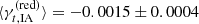 $ \langle \gamma^{\mathrm{(red)}}_{t, \rm IA} \rangle = -0.0015 \pm 0.0004 $
