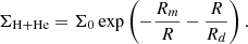 $$ \begin{aligned} \Sigma _{\rm H+He} = \Sigma _{0} \exp \left(-\frac{R_{m}}{R} - \frac{R}{R_{d}} \right) . \end{aligned} $$