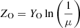 $$ \begin{aligned} Z_{\rm O} = Y_{\rm O}\ln \left( \frac{1}{\mu } \right) \end{aligned} $$