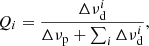 $$ \begin{aligned} Q_i=\frac{\Delta \nu ^i_\mathrm{d} }{\Delta \nu _\mathrm{p} + \sum _i \Delta \nu ^i_\mathrm{d} }, \end{aligned} $$