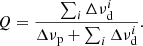 $$ \begin{aligned} Q=\frac{\sum _i\Delta \nu ^i_\mathrm{d} }{\Delta \nu _\mathrm{p} + \sum _i \Delta \nu ^i_\mathrm{d} }. \end{aligned} $$