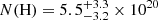 $ N(\mathrm{H}) = 5.5^{+3.3}_{-3.2}\times10^{20} $
