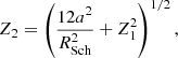$$ \begin{aligned}&Z_2 = \left( \frac{12a^2}{R_{\mathrm{Sch}}^2} + Z_1^2 \right)^{1/2}, \end{aligned} $$