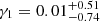 $ \gamma_1=0.01^{+0.51}_{-0.74} $