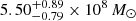 $ 5.50_{-0.79}^{+0.89} \times 10^8\,M_\odot $