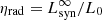 $ \eta_{\mathrm{rad}}=L^{\infty}_{\mathrm{syn}}/L_0 $