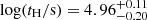 $ \log(t_{\mathrm{H}}/\mathrm{s}) = 4.96_{-0.20}^{+0.11} $