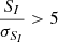 $ \frac{S_I}{\sigma_{S_I}} > 5 $