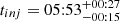 $ t_{inj} = 05{:}53^{+00{:}27}_{-00{:}15} $