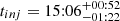 $ t_{inj} = 15{:}06^{+00{:}52}_{-01{:}22} $