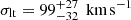 $ \sigma_{\mathrm{lt}}=99^{+27}_{-32}\,\text{ km\,s}^{-1} $